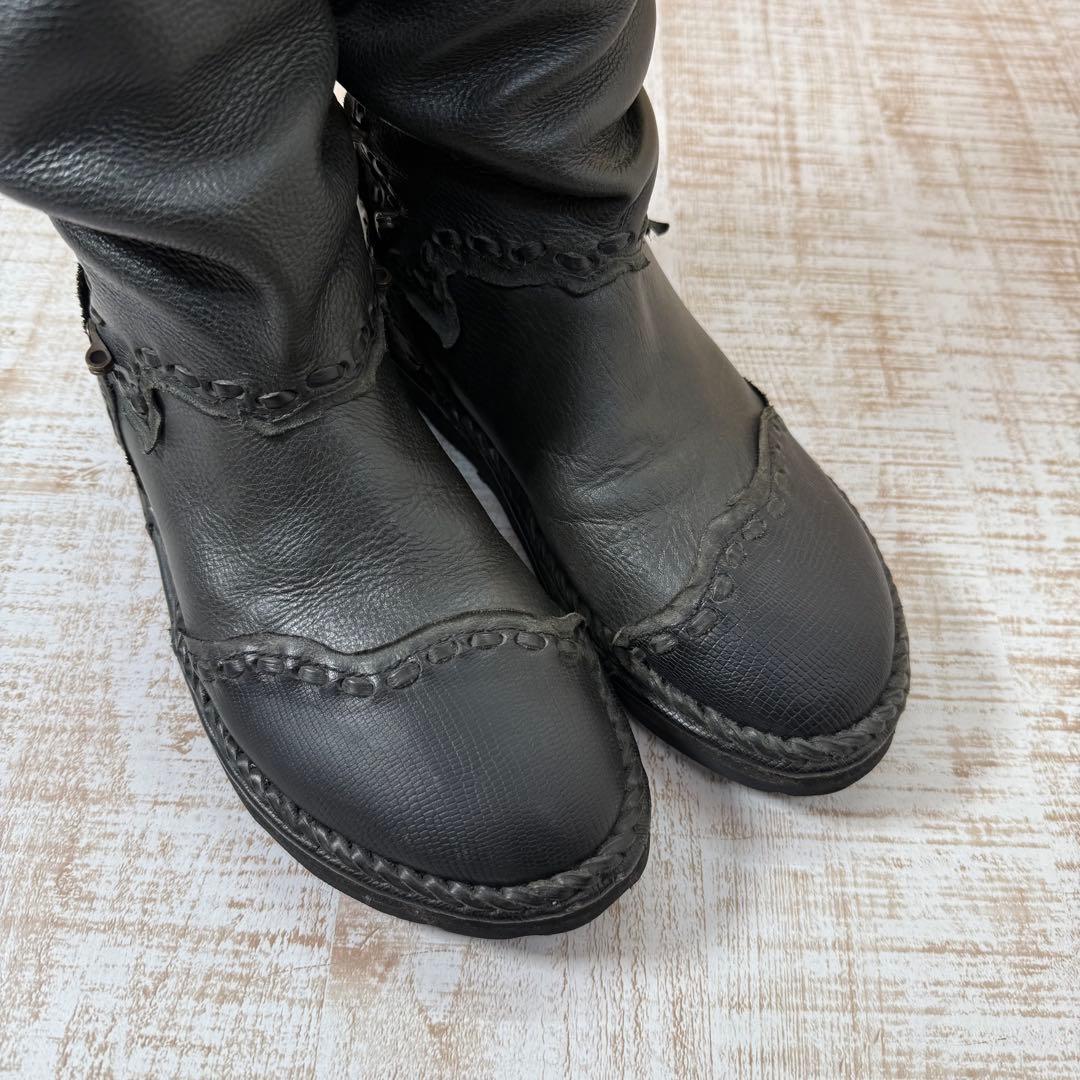 14th Addictionブラックレザー　ブーツ 35 Y2k ブーツ
