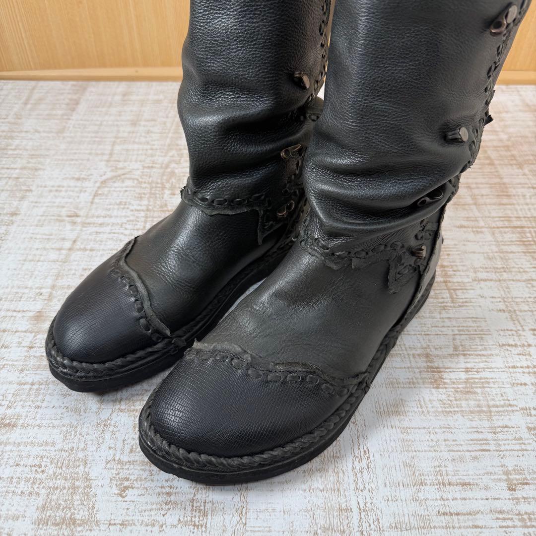 14th Addictionブラックレザー　ブーツ 35 Y2k ブーツ