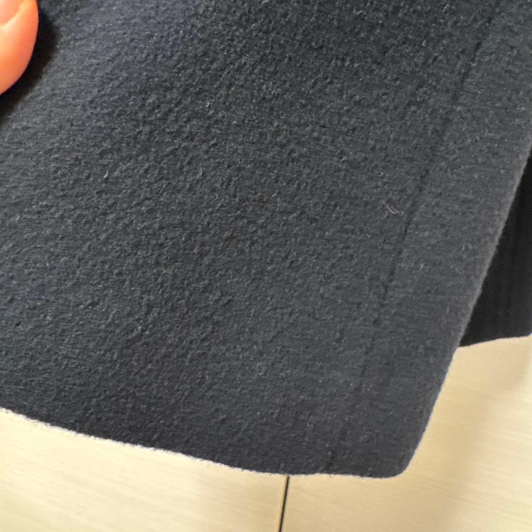 ランバンオンブルー ファー付きポンチョコート　ネイビー