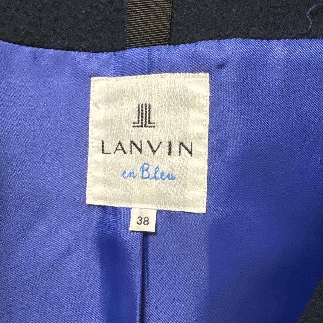 ランバンオンブルー ファー付きポンチョコート　ネイビー