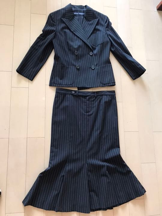 ラルフ・ローレン　黒地白ストライプ　フレア　スーツセット