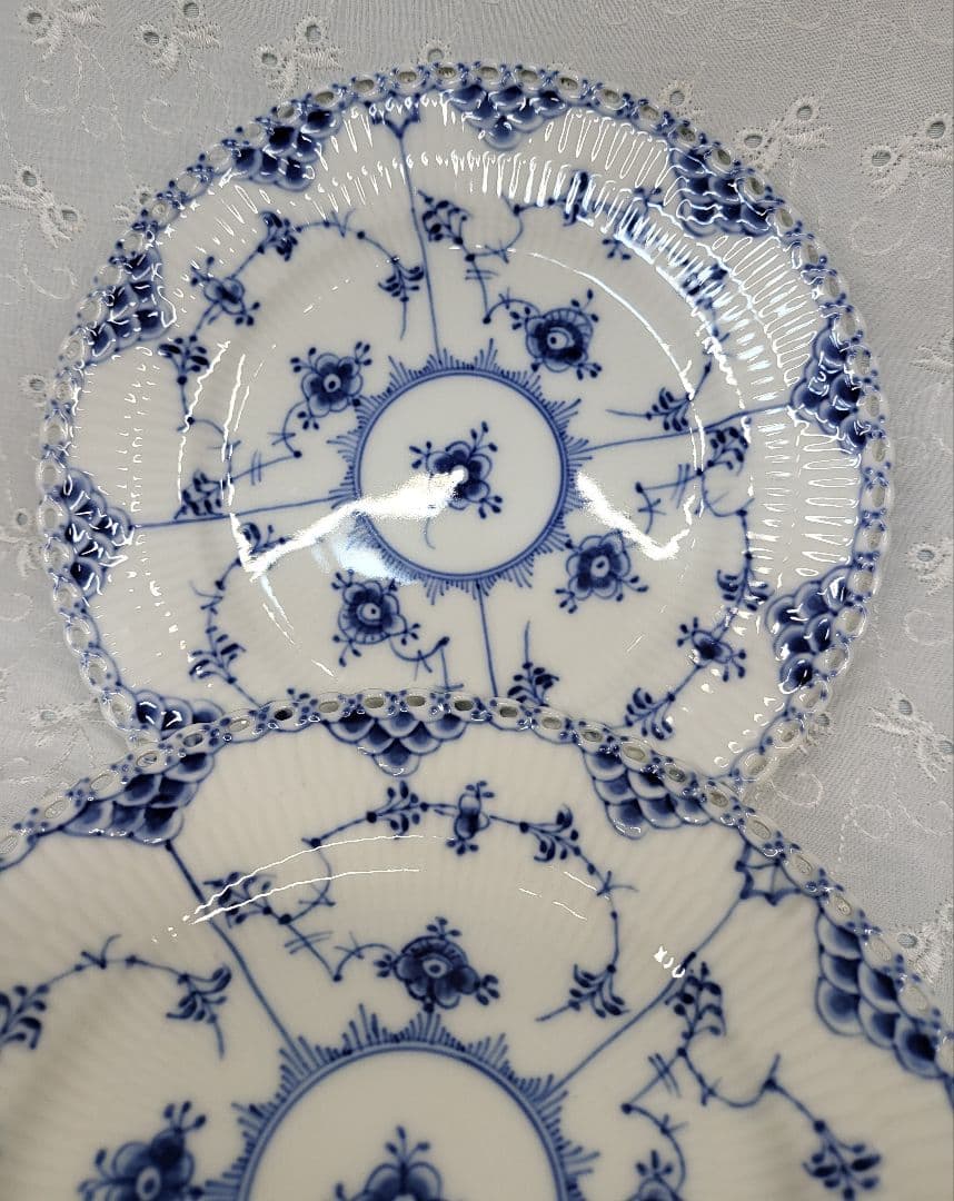 未使用✨ロイヤルコペンハーゲン ブルーフルーテッド フルレース プレート17 皿