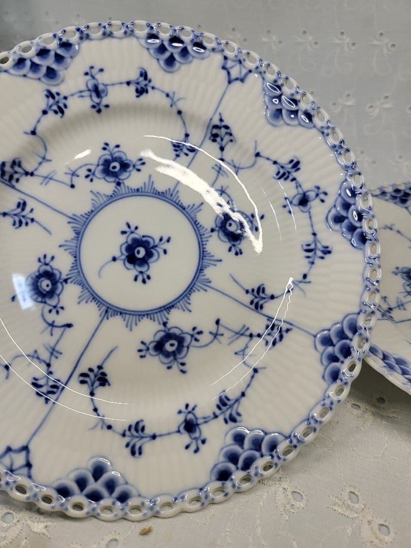 未使用✨ロイヤルコペンハーゲン ブルーフルーテッド フルレース プレート17 皿