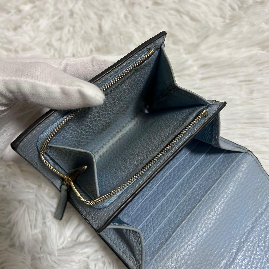 美品✨ グッチ プチマーモント ggスプリーム バイカラー 二つ折り財布 ブルー