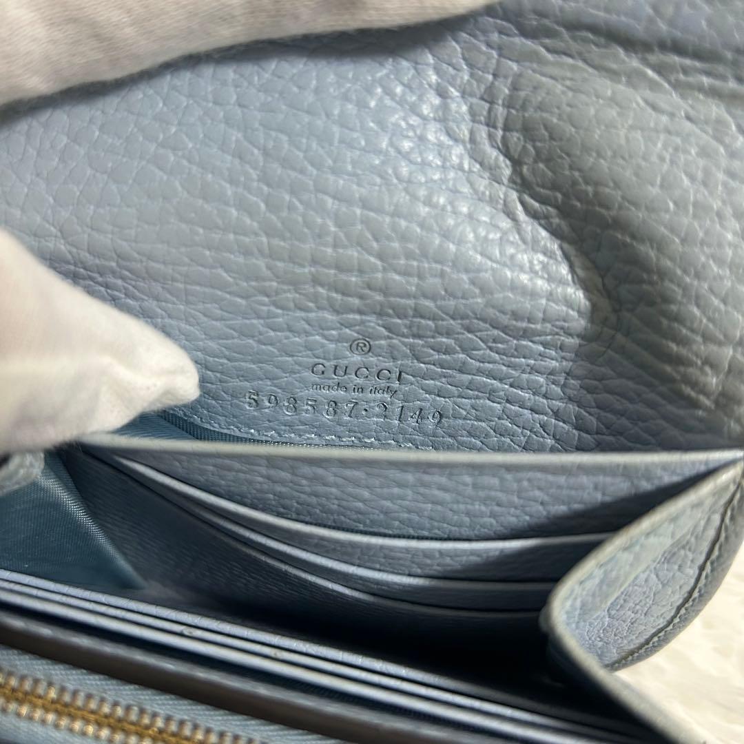 美品✨ グッチ プチマーモント ggスプリーム バイカラー 二つ折り財布 ブルー