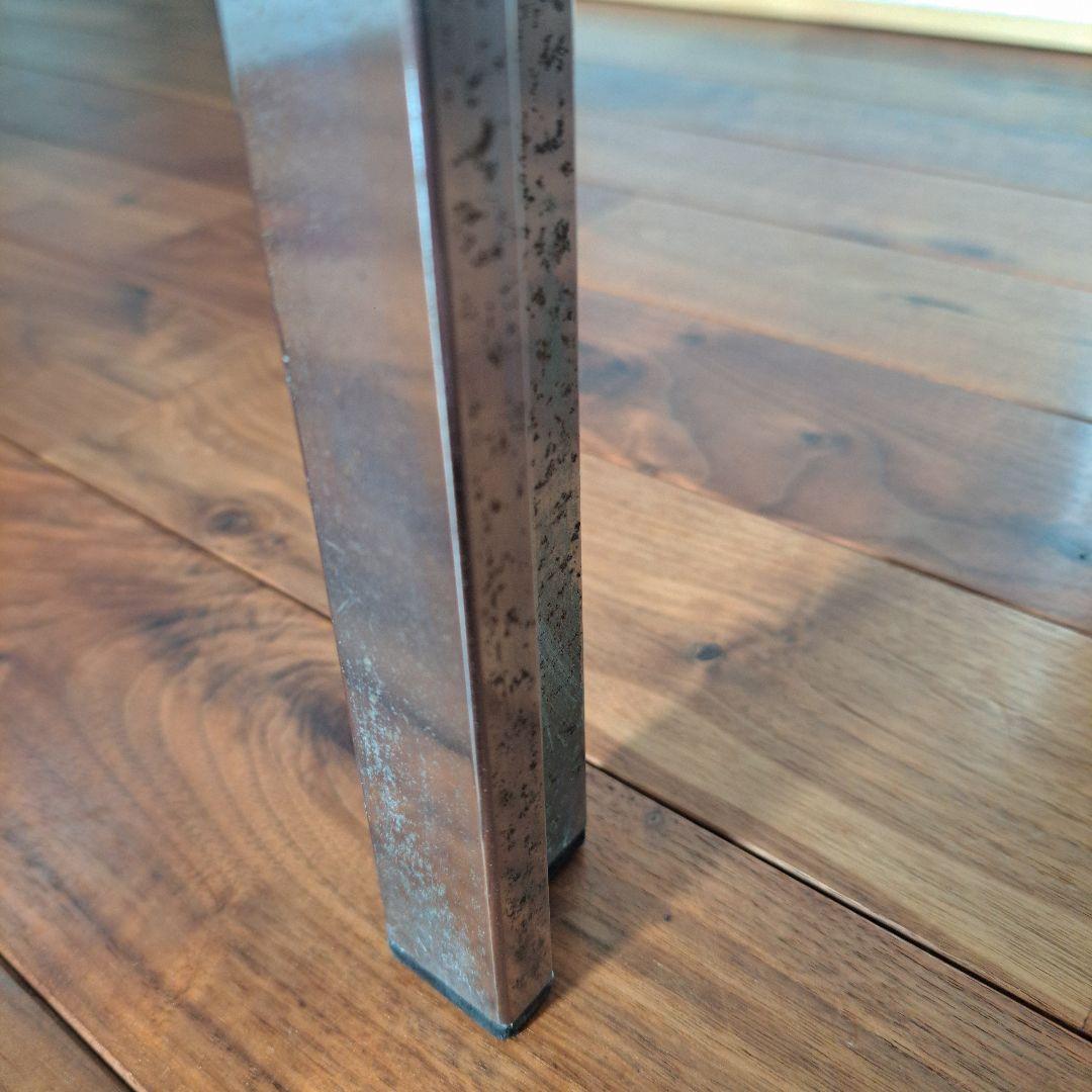 【アンティーク】アイアンフレーム インダストリアル スクエア ガラスローテーブル