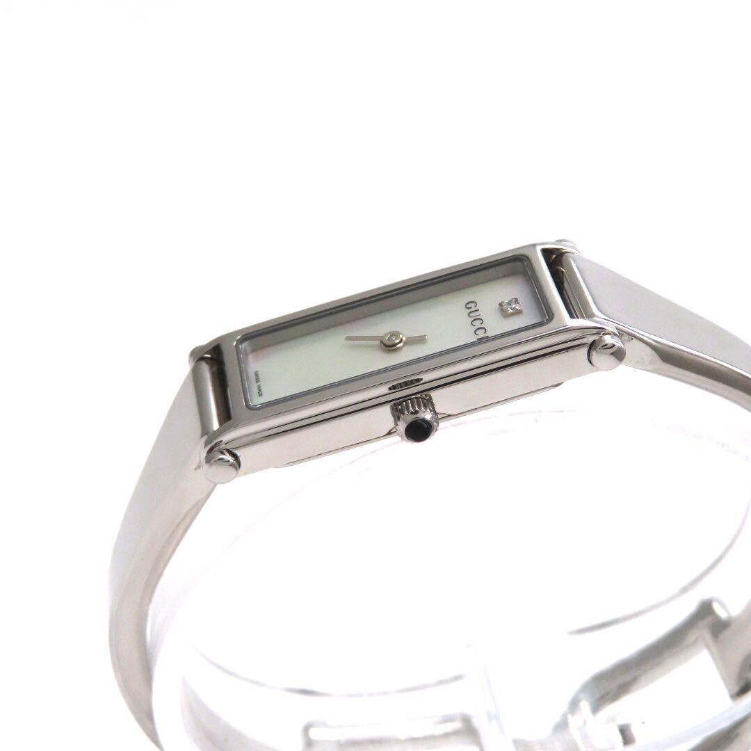 ☆極美品 1PD GUCCI グッチ 時計 1500L ホワイトシェル バングル