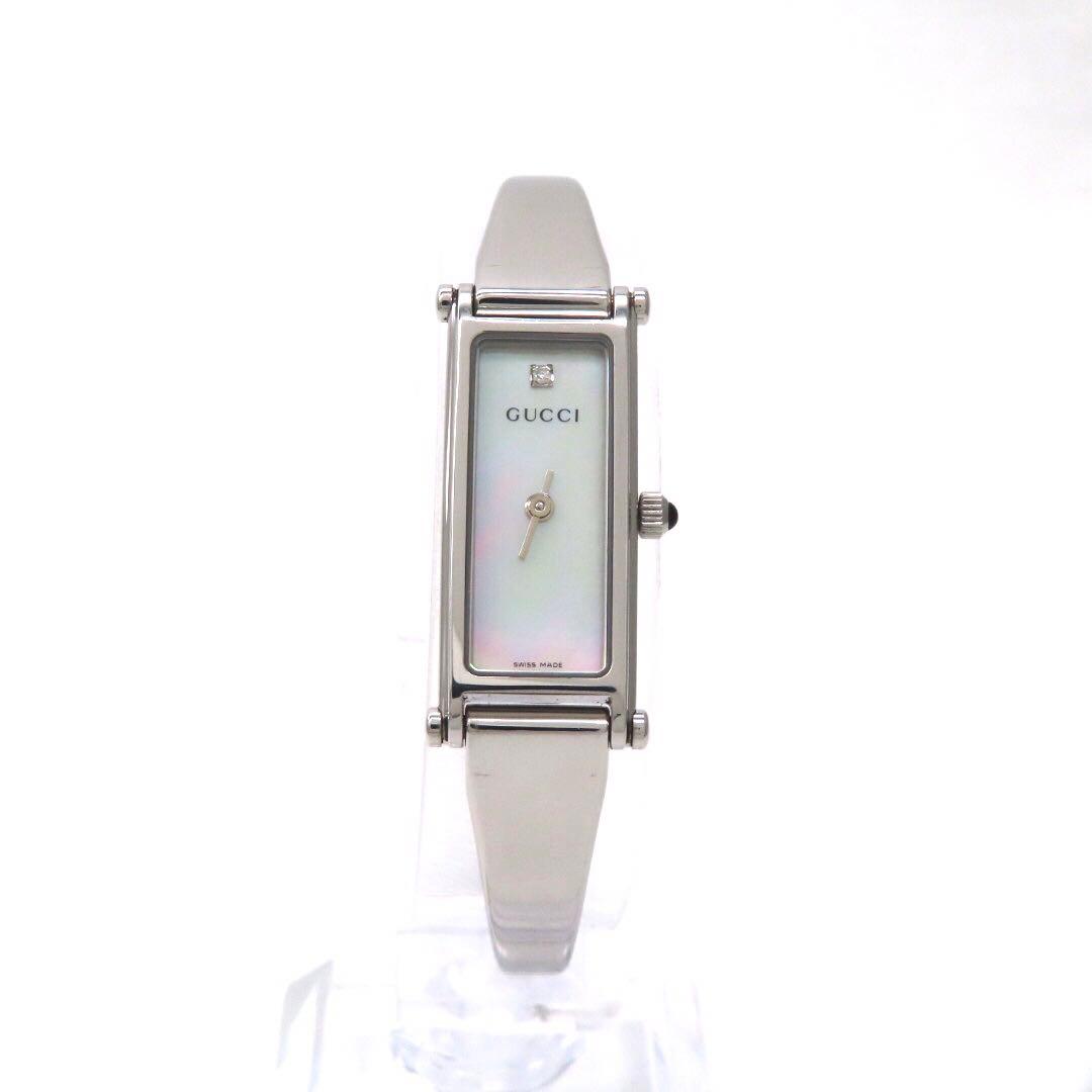 ☆極美品 1PD GUCCI グッチ 時計 1500L ホワイトシェル バングル