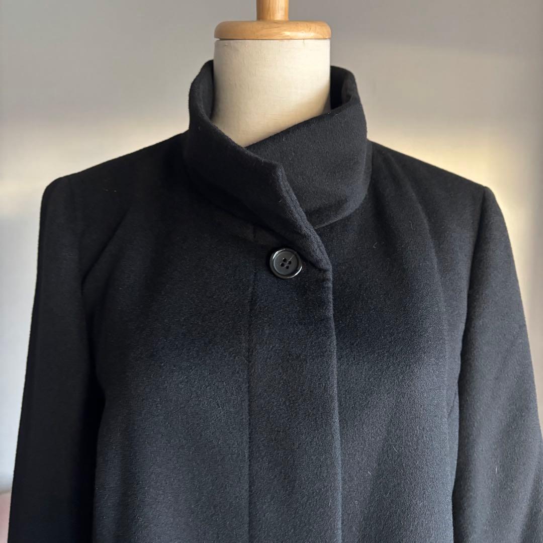 23区　コート　カシミヤ　ブラック　44 大きいサイズ　スタンドカラー　定番