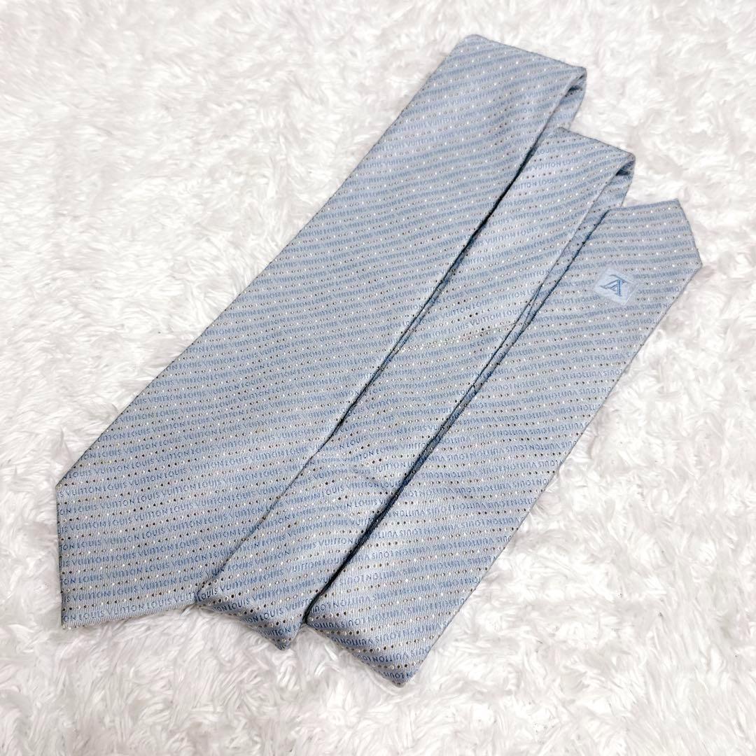 LOUIS VUITTON ルイヴィトン ネクタイ 総柄 ストライプ ブルー