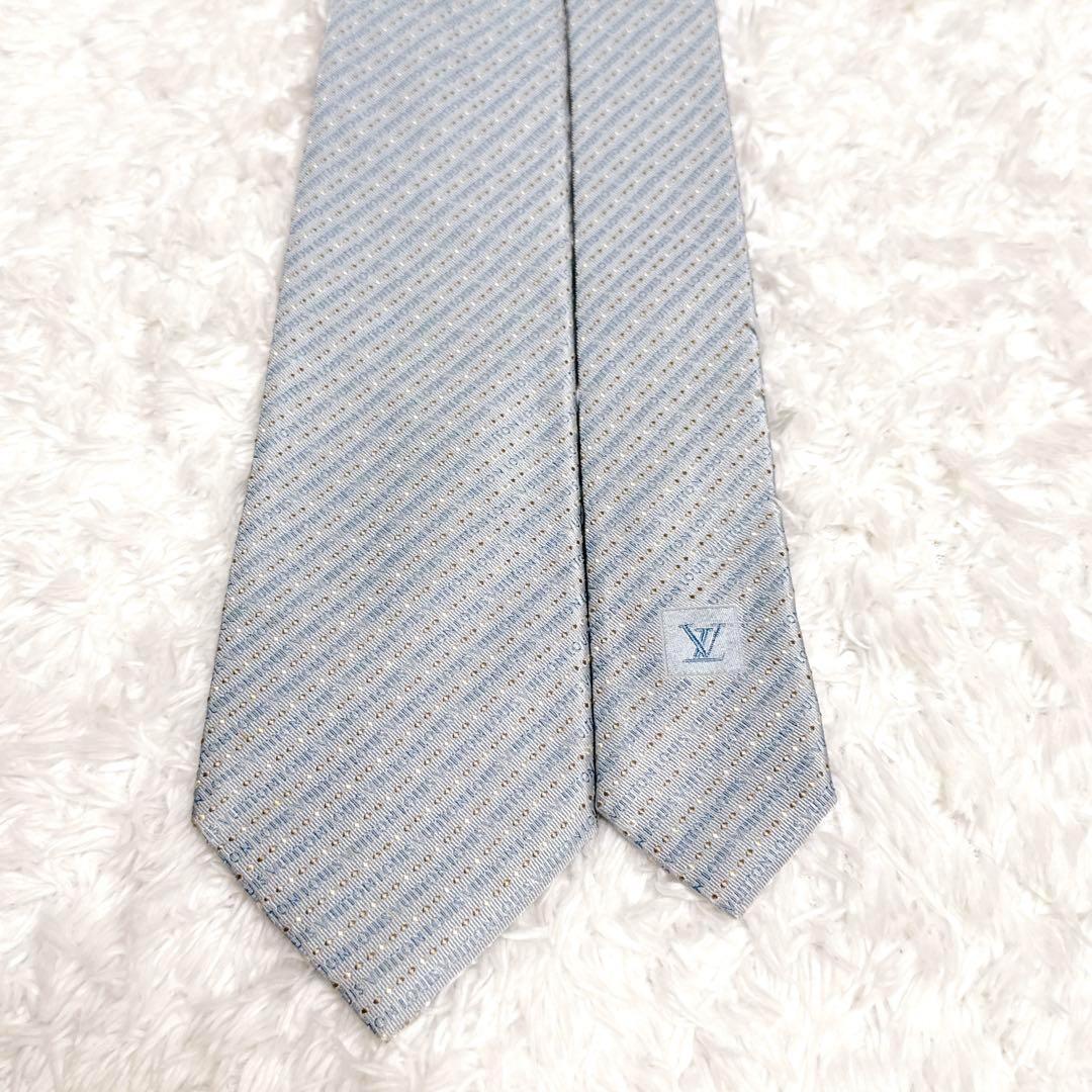 LOUIS VUITTON ルイヴィトン ネクタイ 総柄 ストライプ ブルー