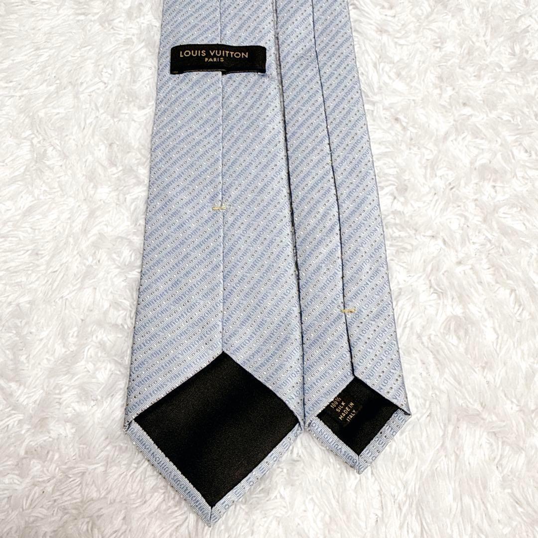 LOUIS VUITTON ルイヴィトン ネクタイ 総柄 ストライプ ブルー