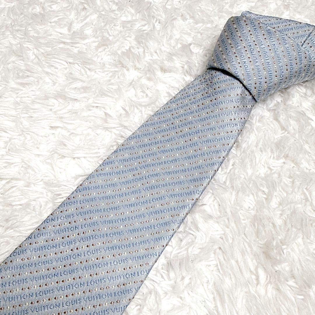 LOUIS VUITTON ルイヴィトン ネクタイ 総柄 ストライプ ブルー