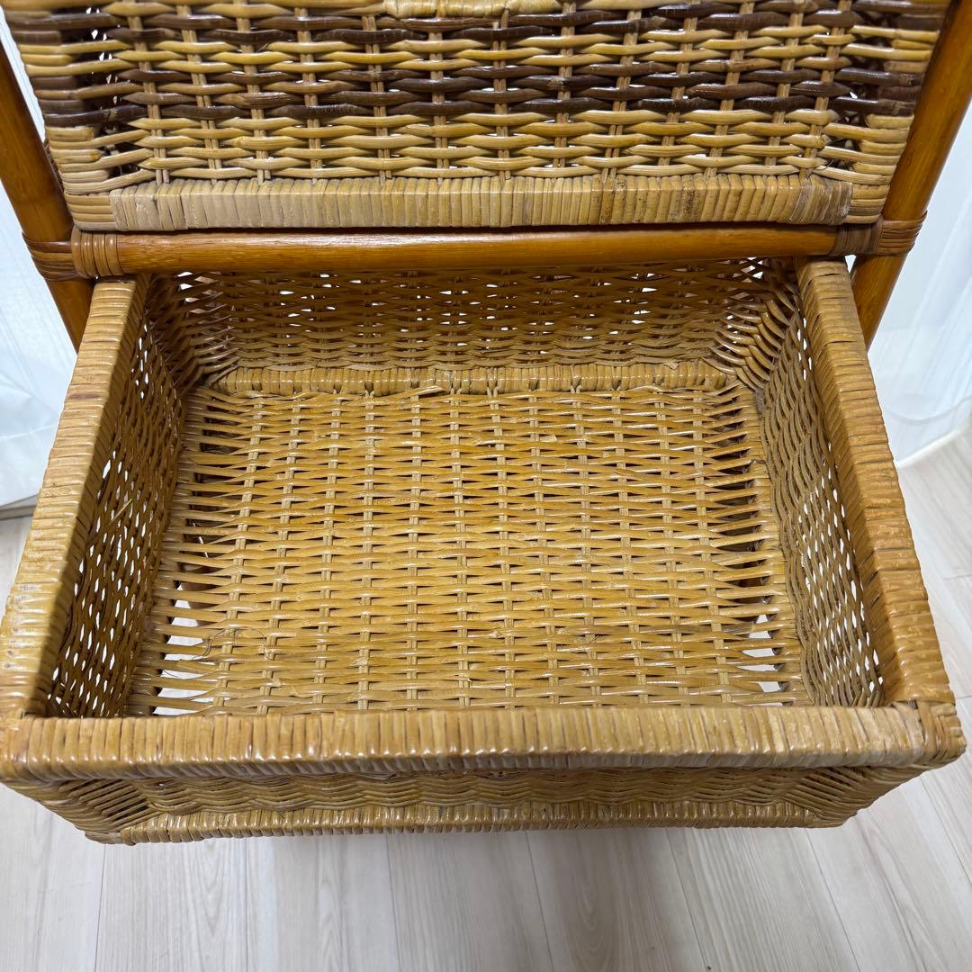 籐 ラタン チェスト キャスター付き ４段 アンティーク レトロ　おしゃれ