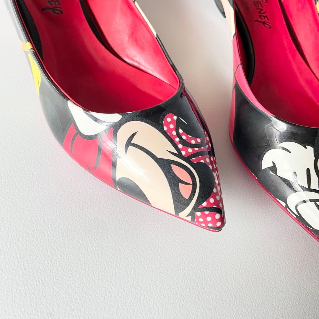 新品　ダイアナ×ディズニー　ミニー　BIGプリント　フラットパンプス　シューズ