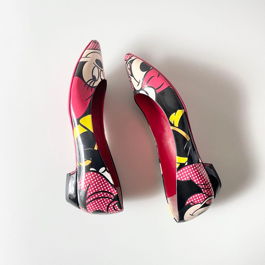 新品　ダイアナ×ディズニー　ミニー　BIGプリント　フラットパンプス　シューズ