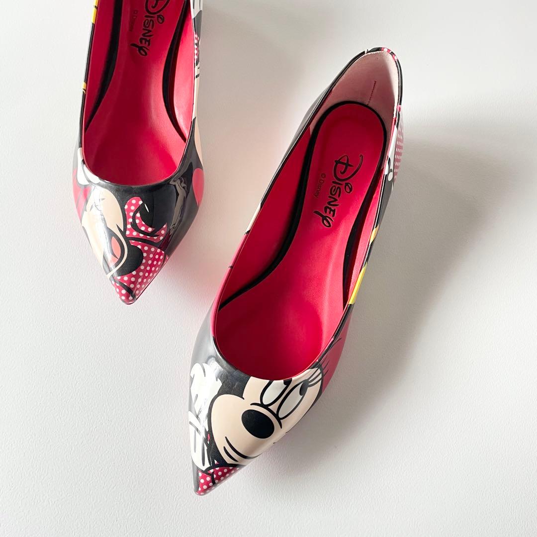 新品　ダイアナ×ディズニー　ミニー　BIGプリント　フラットパンプス　シューズ