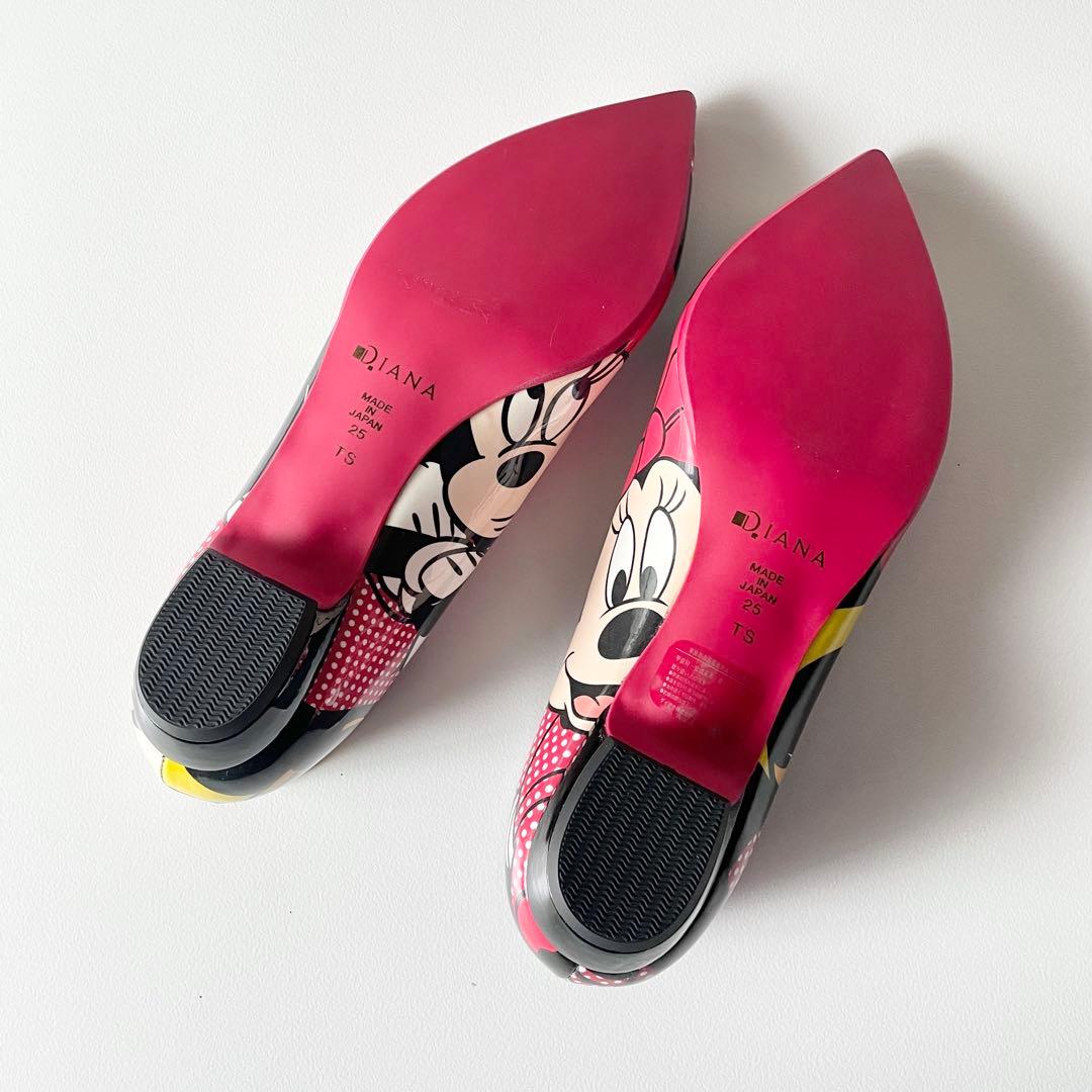 新品　ダイアナ×ディズニー　ミニー　BIGプリント　フラットパンプス　シューズ