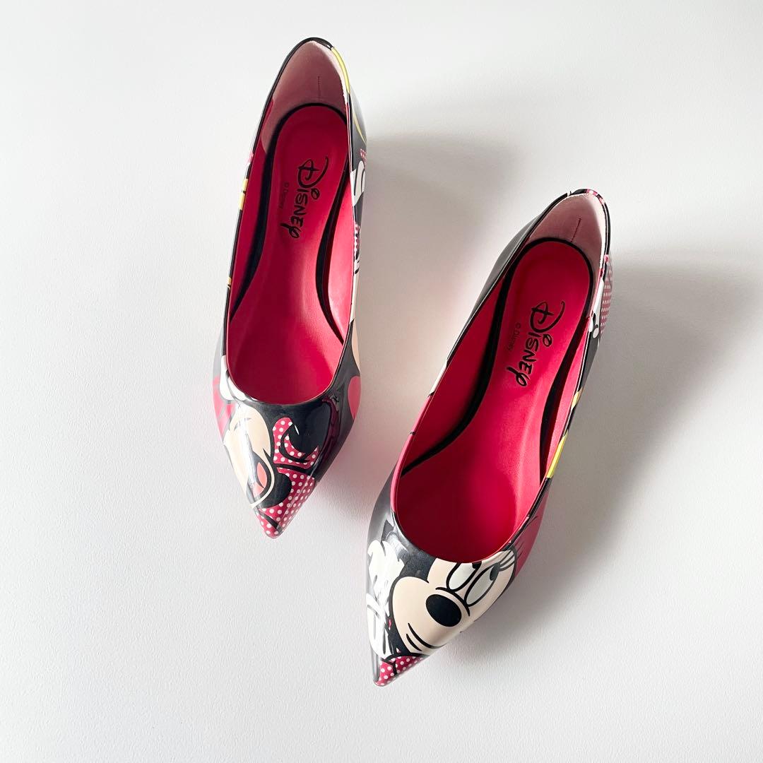 新品　ダイアナ×ディズニー　ミニー　BIGプリント　フラットパンプス　シューズ