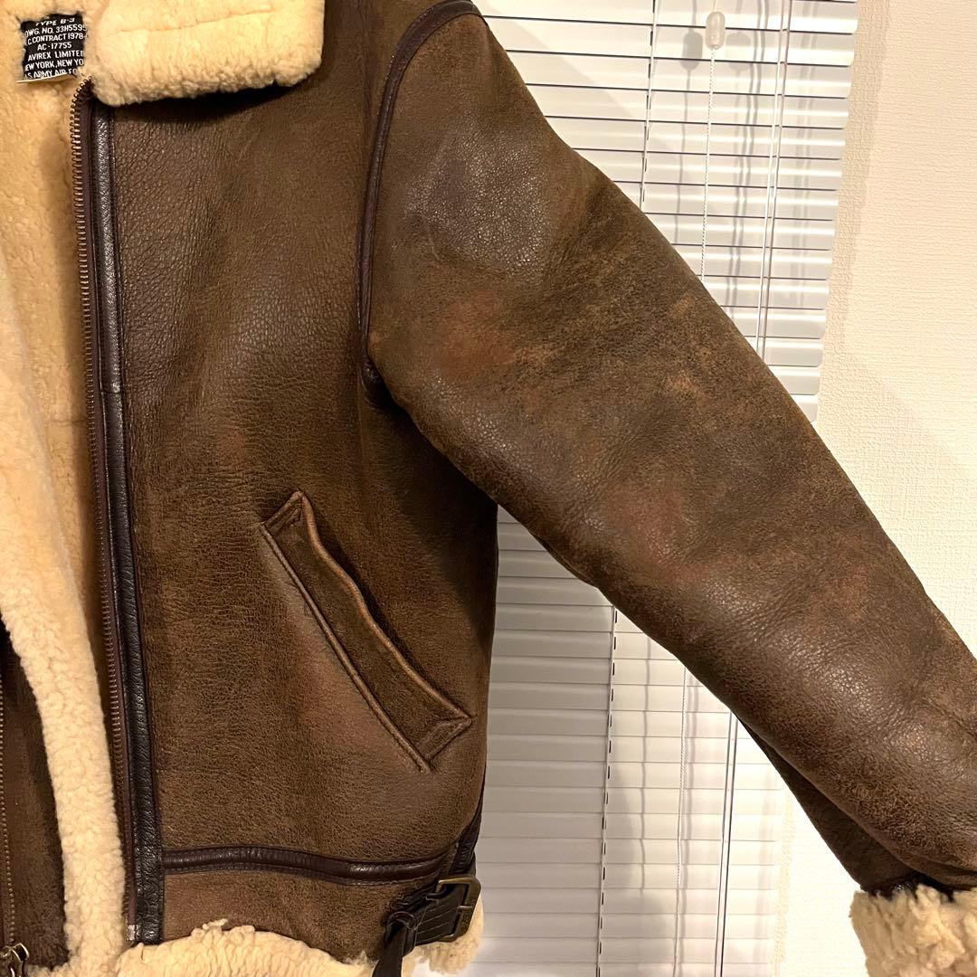 美品 USA製 AVIREX アヴィレックス B-3 ムートンジャケット 40