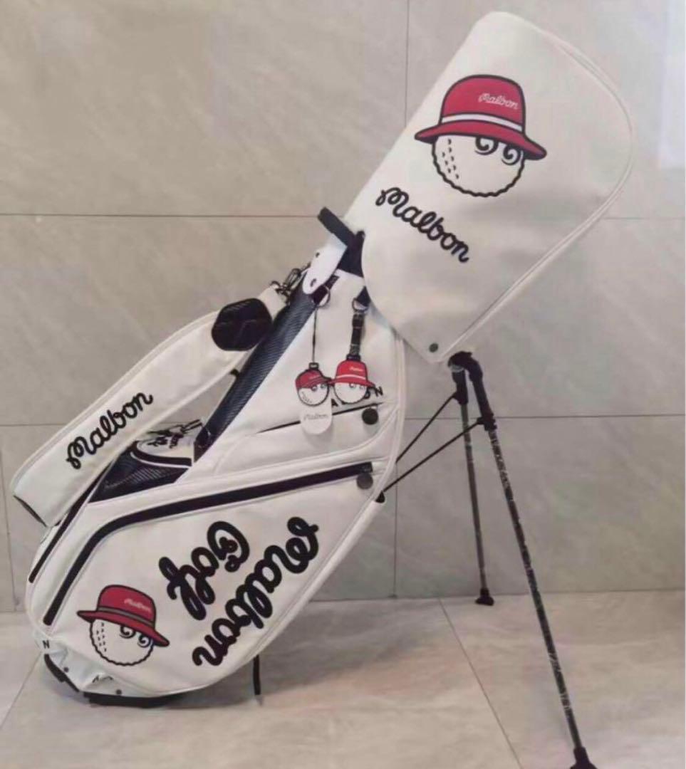 マルボンゴルフ Malbon キャディバッグ 男女兼用 白 マルボン