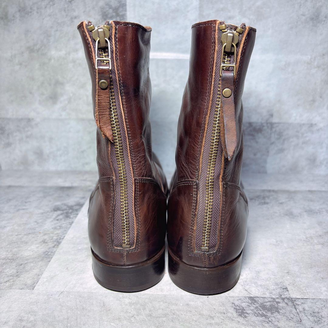 PADRONE ショートブーツ 41 バックジップ 本革 ブラウン