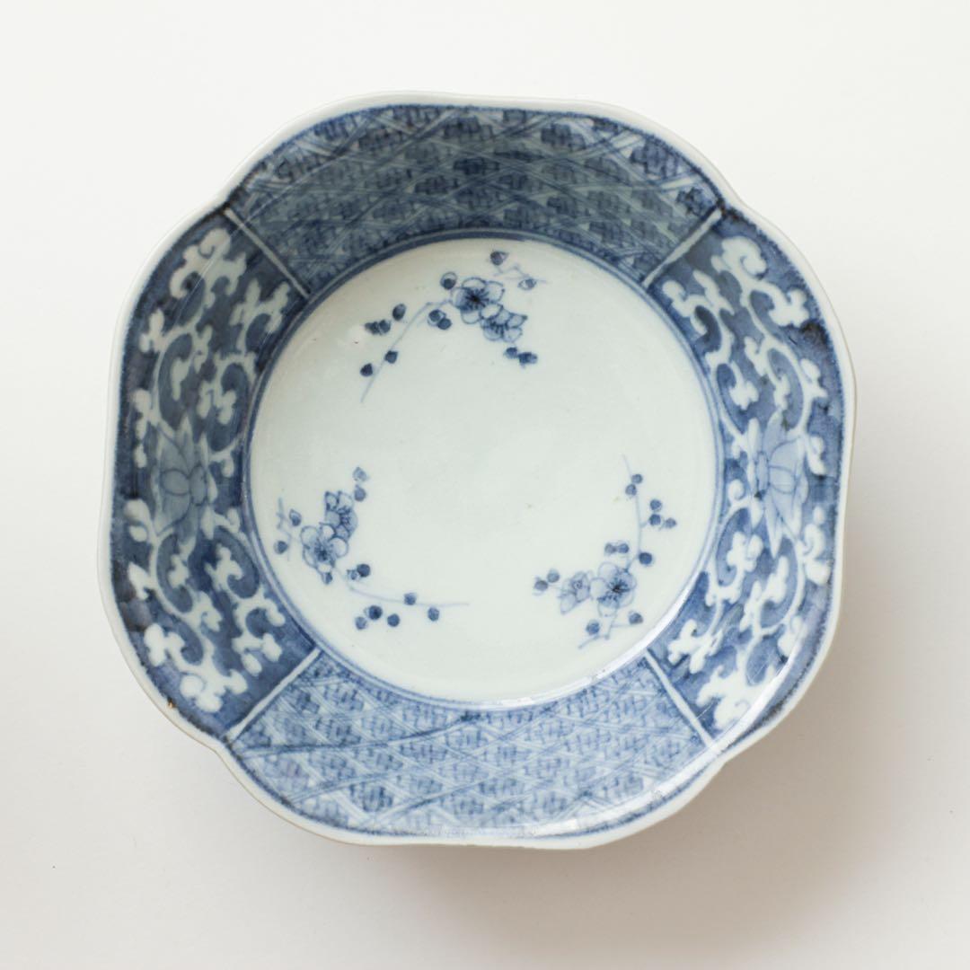 伊万里　古伊万里　江戸　中期　深皿　なます 皿　唐草　2客セット　金継ぎ　材料