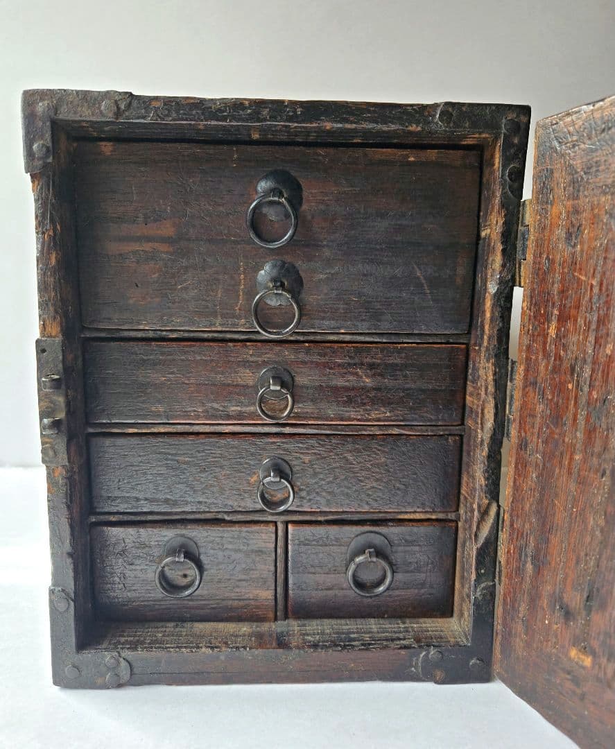 骨董　船箪笥　銭箱　時代箪笥　帳場箪笥　欅製　江戸期　鍵あり