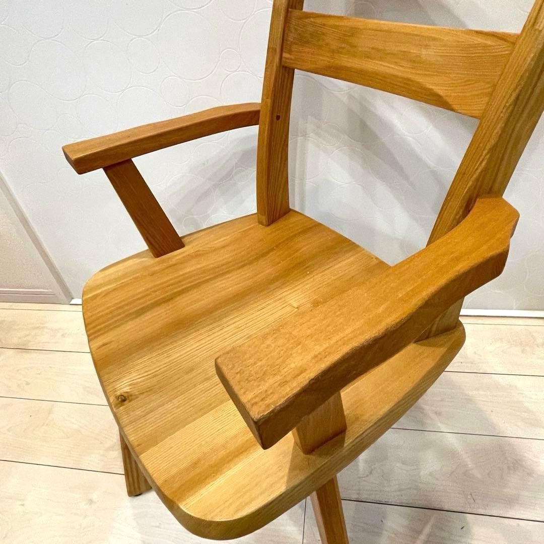 ダイニングチェア タモ天然木 北欧風 肘掛け アームチェア 回転式 インテリア②