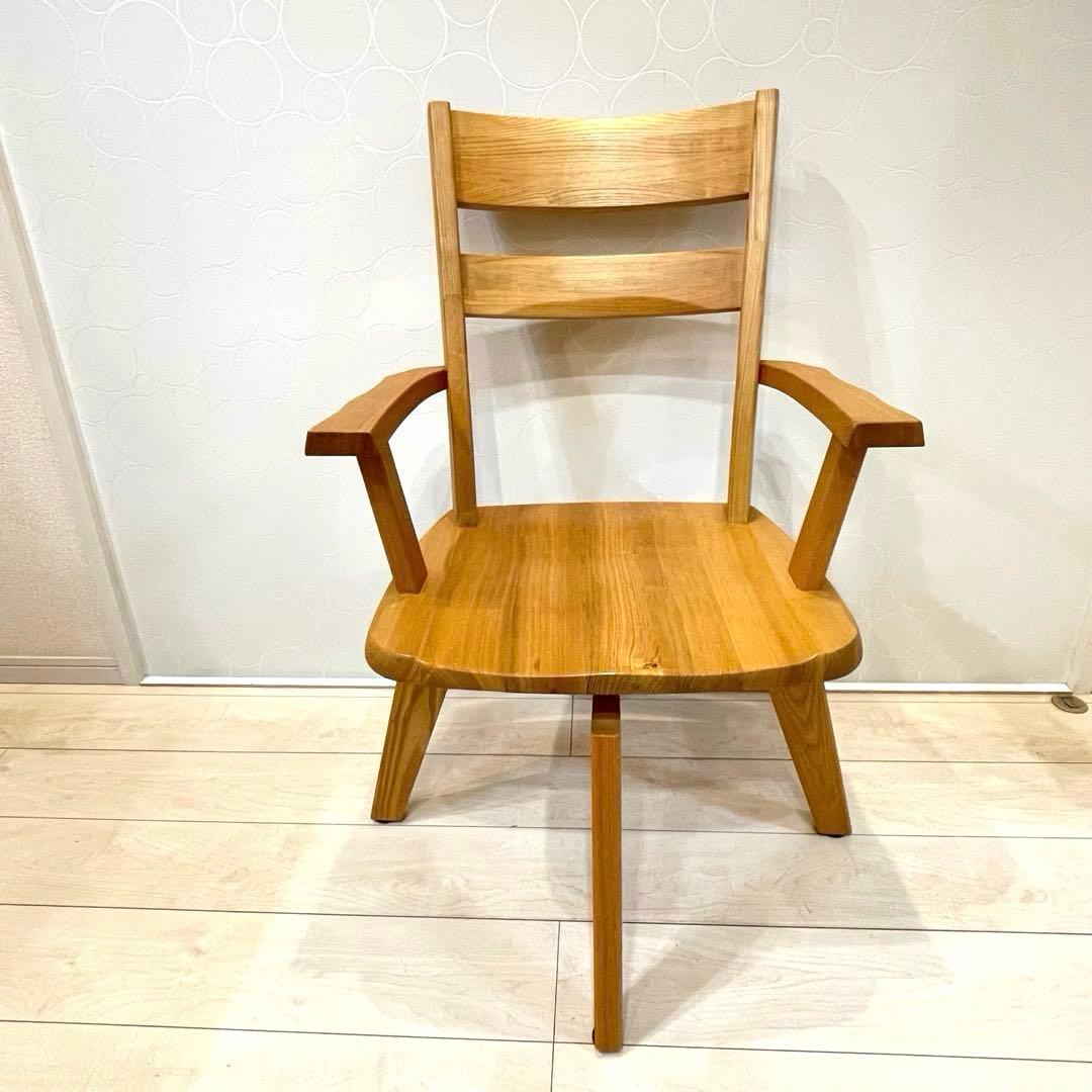 ダイニングチェア タモ天然木 北欧風 肘掛け アームチェア 回転式 インテリア②