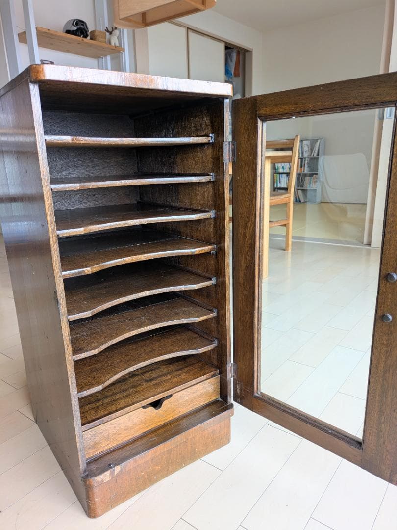 アンティーク木製ショーケース 9段キャビネット