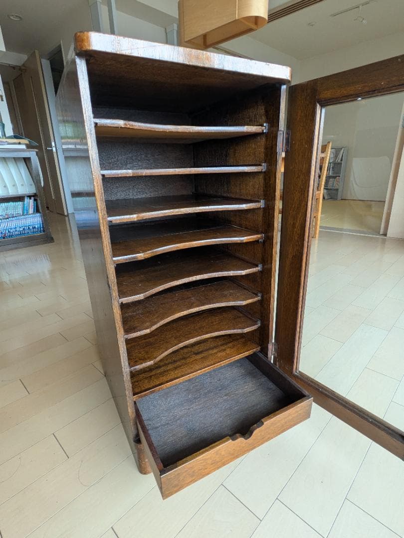 アンティーク木製ショーケース 9段キャビネット