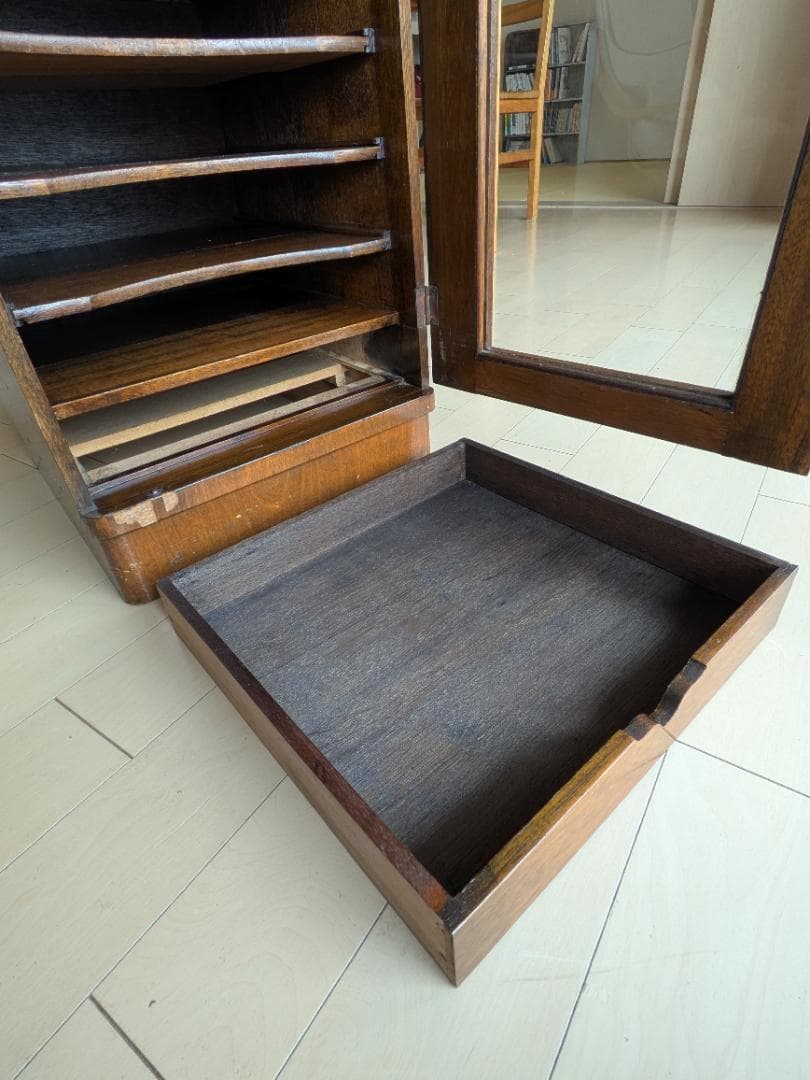 アンティーク木製ショーケース 9段キャビネット