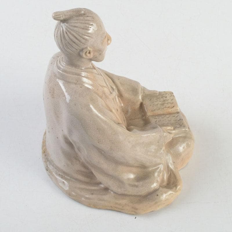 小倉屋清兵衛　十世　坂高麗左衛門作　吉田松陰坐像　置物　共箱　C　9256