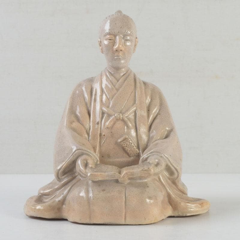 小倉屋清兵衛　十世　坂高麗左衛門作　吉田松陰坐像　置物　共箱　C　9256