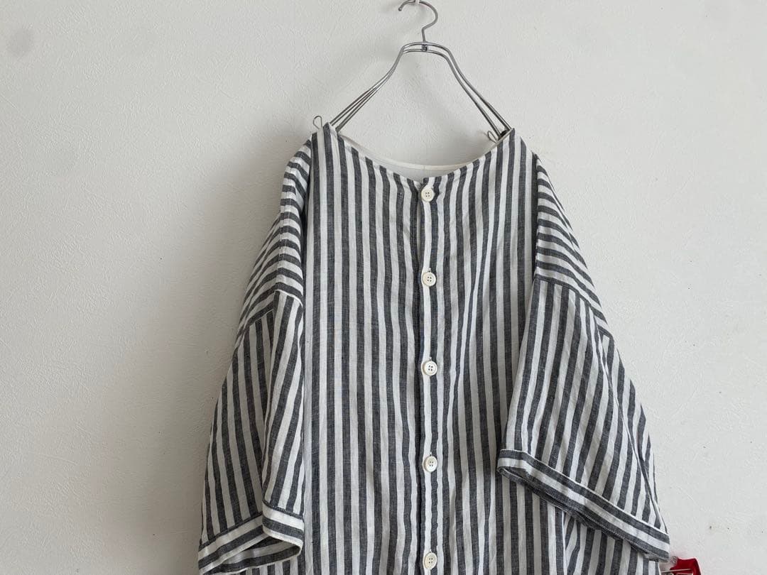 ほぼ未使用　BEARDSLEY｜ビアズリー ストライプ柄リネン前後ワンピース