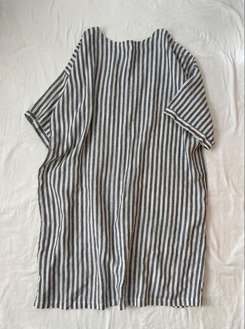 ほぼ未使用　BEARDSLEY｜ビアズリー ストライプ柄リネン前後ワンピース