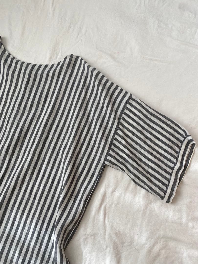 ほぼ未使用　BEARDSLEY｜ビアズリー ストライプ柄リネン前後ワンピース