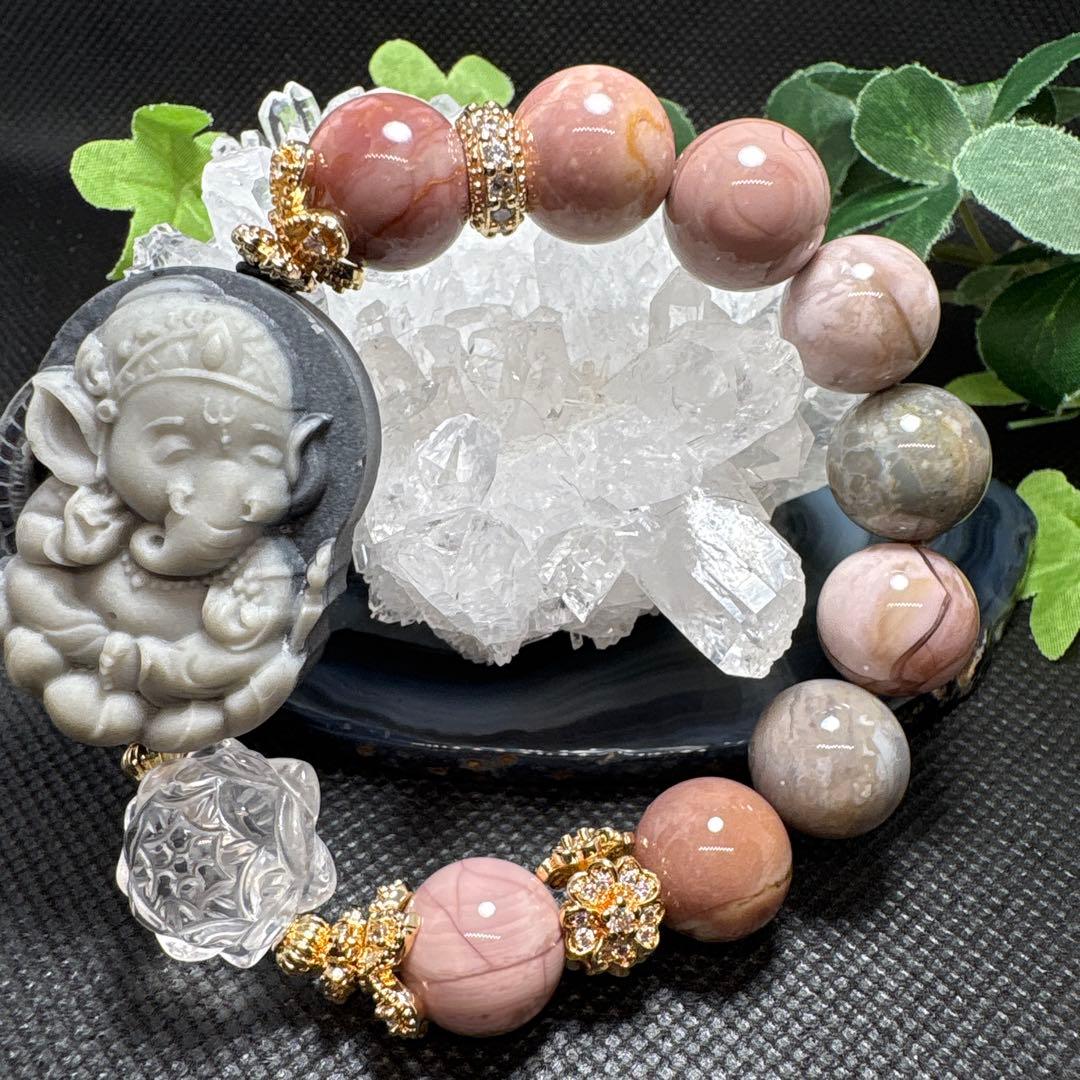 ＊くまこ❤︎様お取置き＊太極石　ガネーシャ　爆裂アラシャン瑪瑙（良質）水晶　蓮花