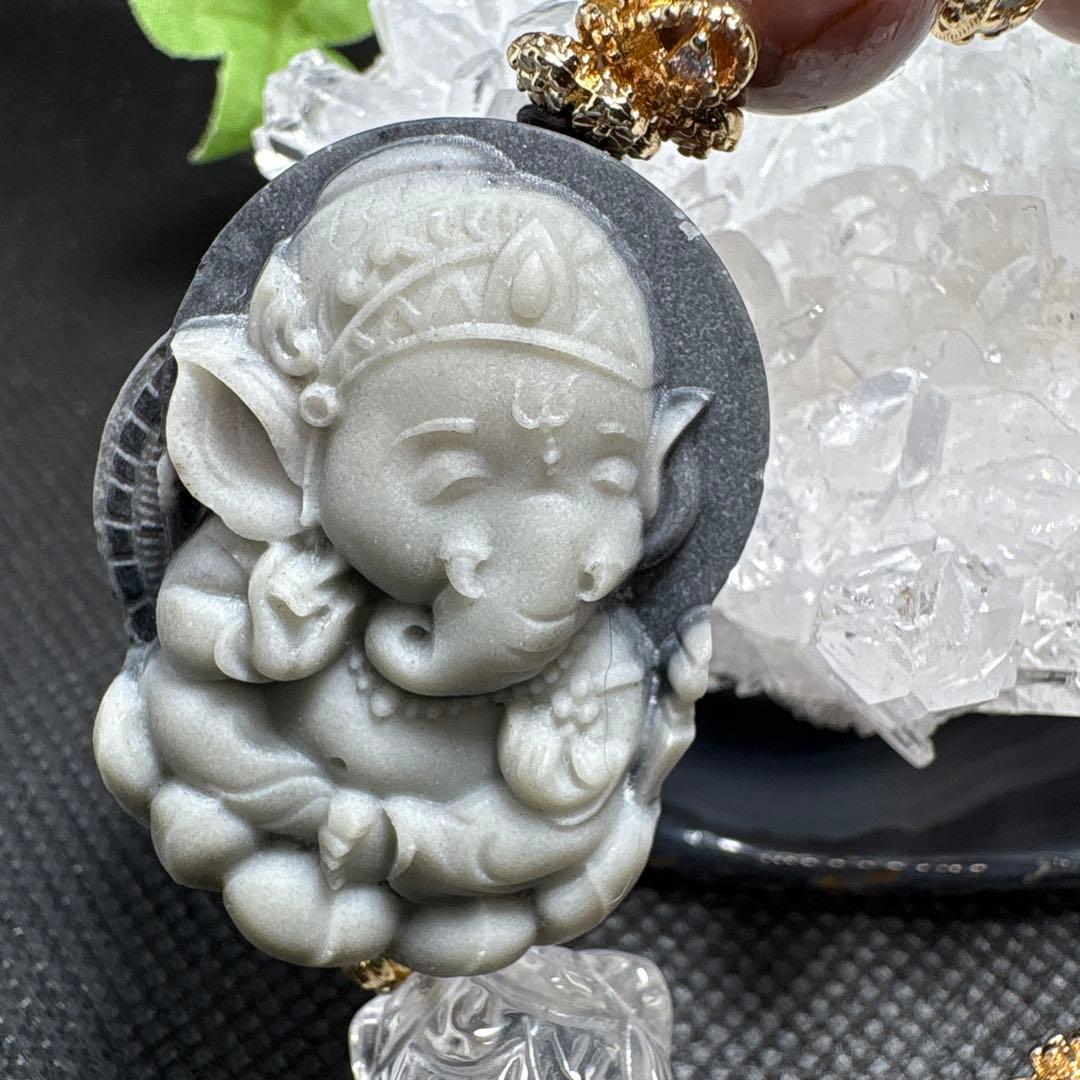 ＊くまこ❤︎様お取置き＊太極石　ガネーシャ　爆裂アラシャン瑪瑙（良質）水晶　蓮花