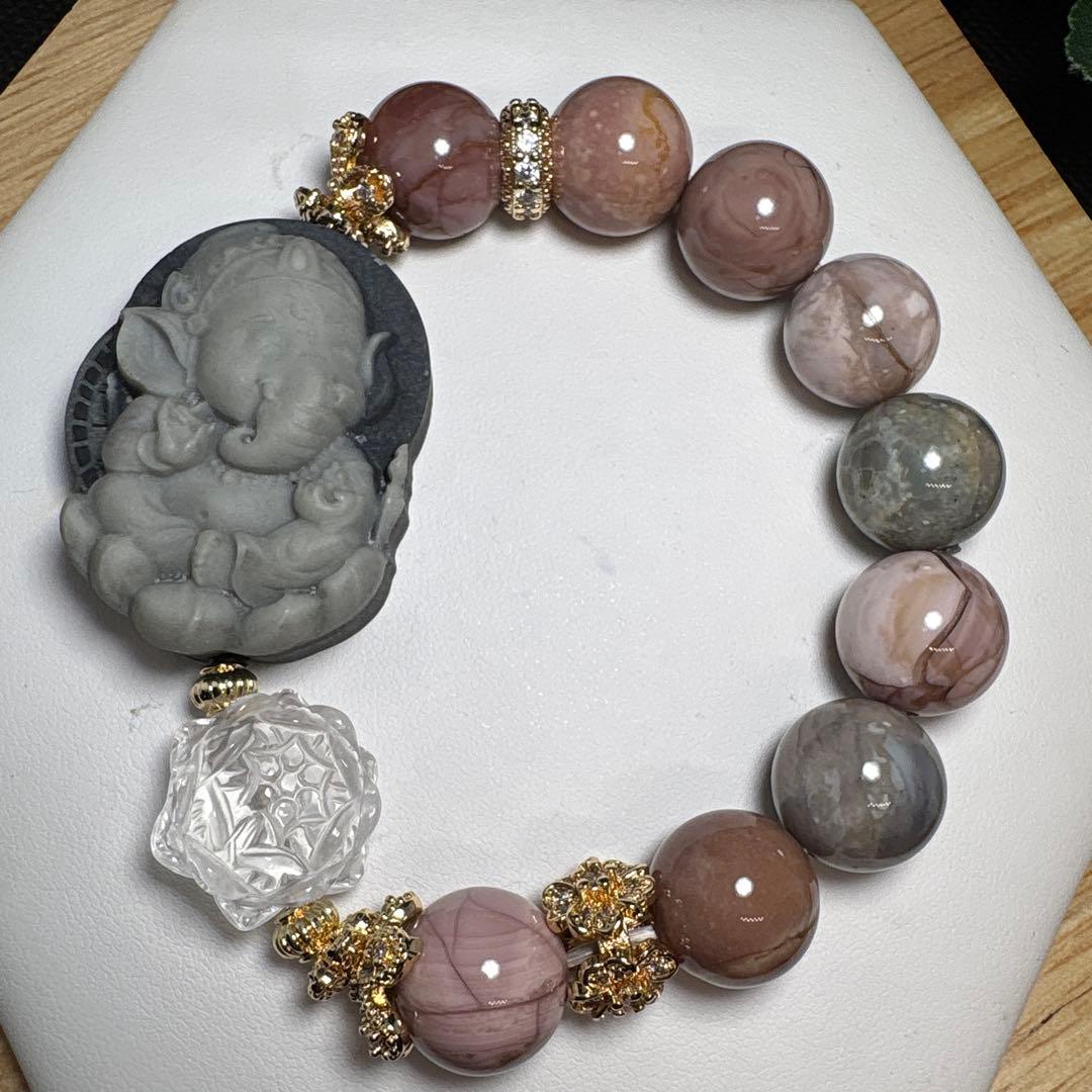 ＊くまこ❤︎様お取置き＊太極石　ガネーシャ　爆裂アラシャン瑪瑙（良質）水晶　蓮花