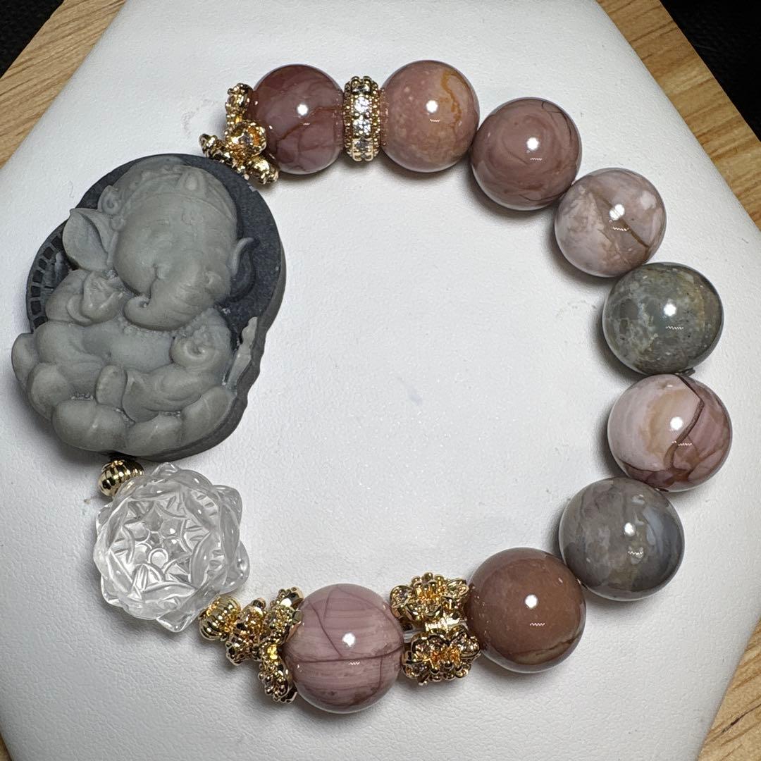 ＊くまこ❤︎様お取置き＊太極石　ガネーシャ　爆裂アラシャン瑪瑙（良質）水晶　蓮花