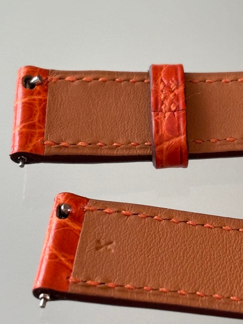 【エルメス 】Hウォッチ　オレンジ レザーベルト