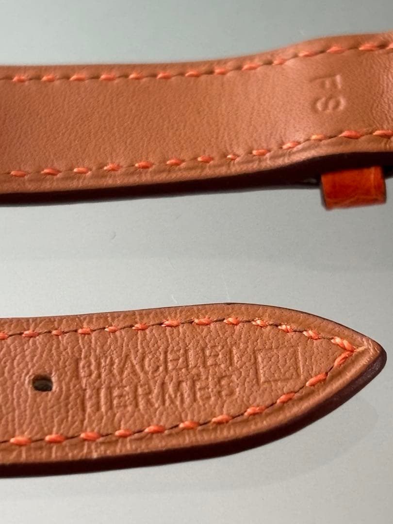 【エルメス 】Hウォッチ　オレンジ レザーベルト