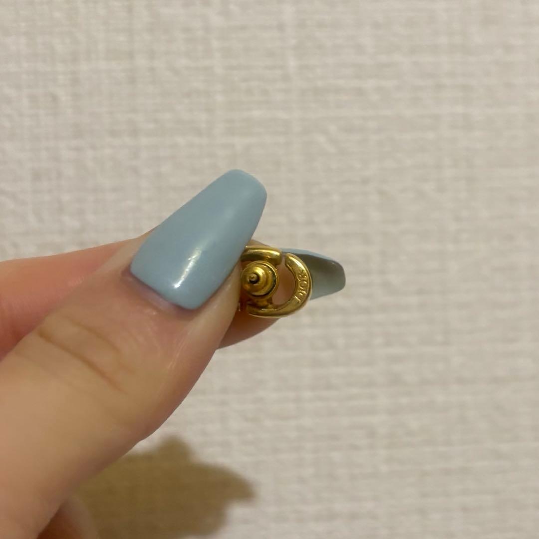 クリスチャンディオール DIOR CD Navy スタッドピアス ゴールド