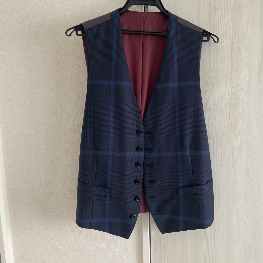 d*r様 Paul Smithネイビー チェック柄 スリムフィットスーツ 3点セ