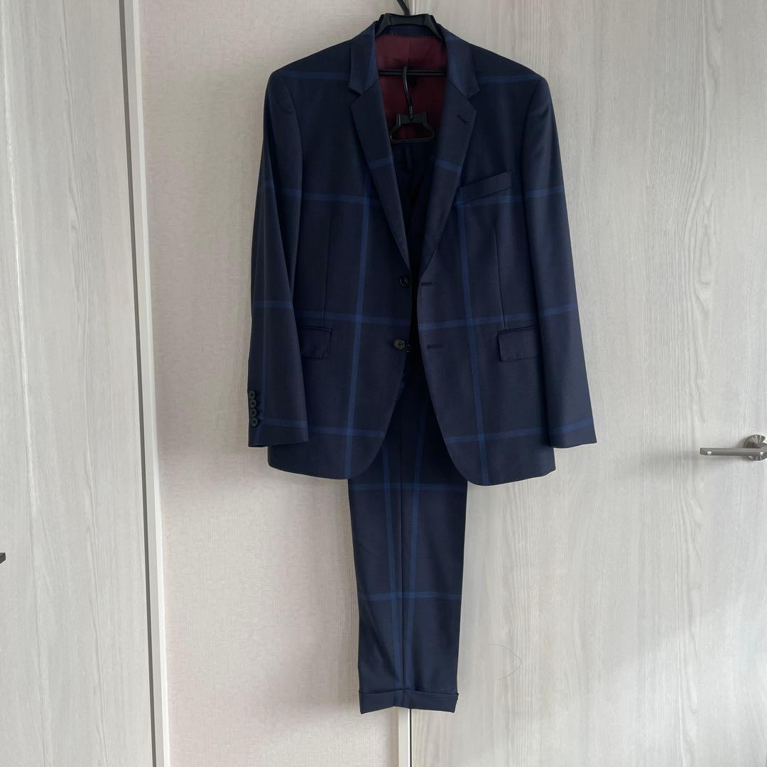 d*r様 Paul Smithネイビー チェック柄 スリムフィットスーツ 3点セ