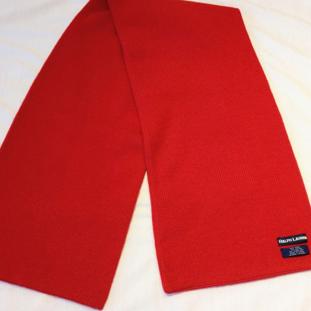 90s ポロ ラルフローレン マフラー ポロベア　赤 クマ ヴィンテージ 希少