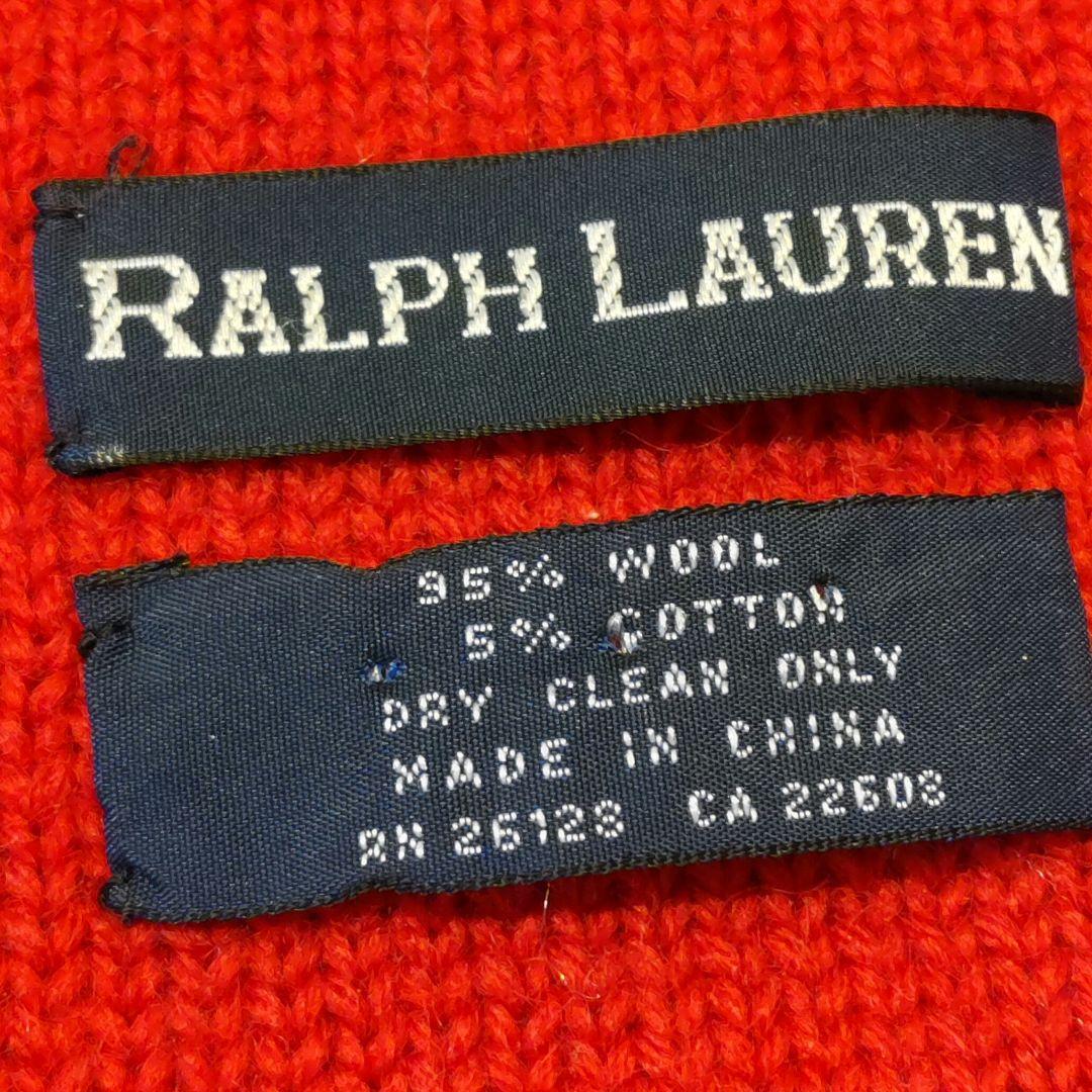 90s ポロ ラルフローレン マフラー ポロベア　赤 クマ ヴィンテージ 希少