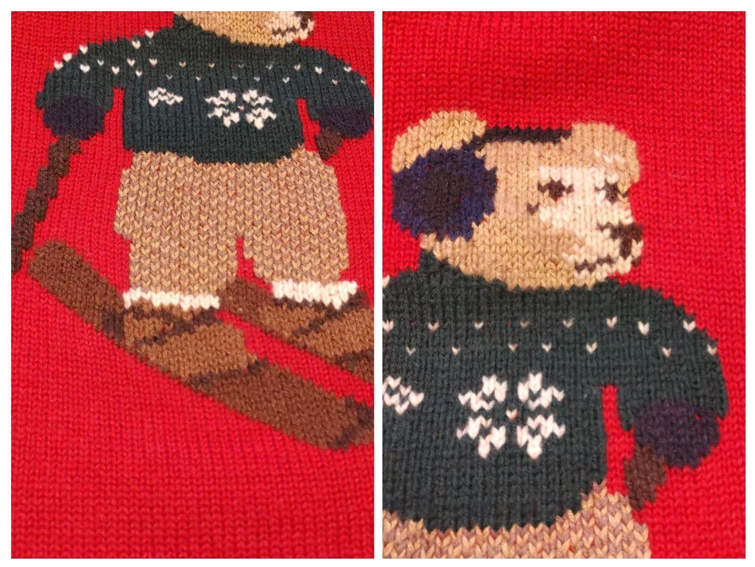 90s ポロ ラルフローレン マフラー ポロベア　赤 クマ ヴィンテージ 希少